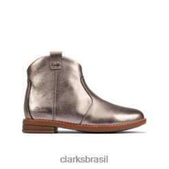 Clarks unissex estanho couro draw north inf f fit clarks RJZRN4564 couro de estanho