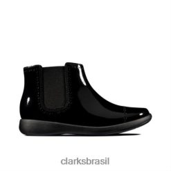 Clarks unissex etch form inf g fit clarks patente preta RJZRN4583 patente preta