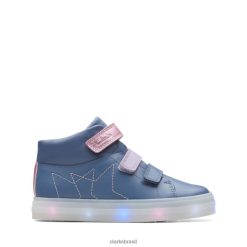 Clarks unissex flare show kid couro azul claro clarks couro azul claro RJZRN5733 couro azul claro