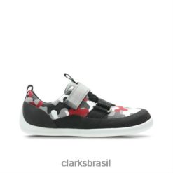 Clarks unissex jogar pioneiro jnr g fit clarks red camo RJZRN4975 camuflagem vermelha