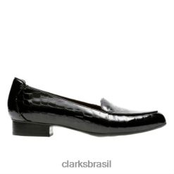 Clarks unissex Keesha Luca Clarks Preto Patente / Crocodilo RJZRN4063 patente preta/crocodilo
