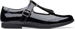 Clarks unissex moda scala adolescente juventude sapatos de couro preto clarks RJZRN510