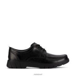 Clarks unissex ramo renda juventude couro preto clarks couro preto RJZRN5967 couro preto