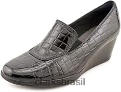 Clarks unissex sapato clarks preto com salto cunha RJZRN257