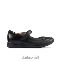Clarks unissex scooter jump jnr g fit clarks couro preto RJZRN4687 couro preto