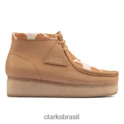 Clarks unissex wallabee cunha clarks estampa de vaca tan RJZRN4157 estampa de vaca bronzeada